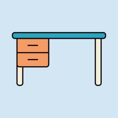 Ofis masa vektör simgesi. Tabela. Mobilya, web sitesi ve uygulama tasarımı için grafik sembolü, logo, uygulama, UI