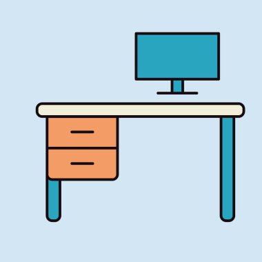 Ofis masa vektör simgesi. Tabela. Mobilya, web sitesi ve uygulama tasarımı için grafik sembolü, logo, uygulama, UI