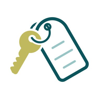 Otel odası anahtarı ve numara vektör simgesi. Seyahat ve turizm web sitesi ve uygulama tasarımı, logo, uygulama, UI için grafik sembolü