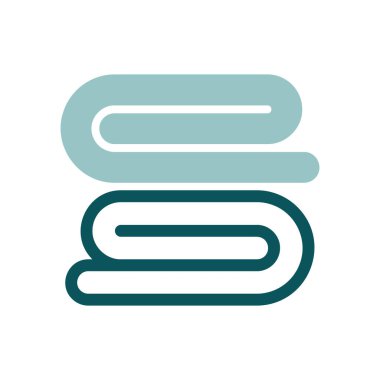 Katlanmış banyo havlusu ya da peçete vektör ikonu yığını. Otel tabelası. Seyahat ve turizm web sitesi ve uygulama tasarımı, logo, uygulama, UI için grafik sembolü