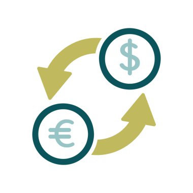 Döviz değişimi düz vektör izole simgesi. Seyahat ve turizm web sitesi ve uygulama tasarımı, logo, uygulama, UI için grafik sembolü