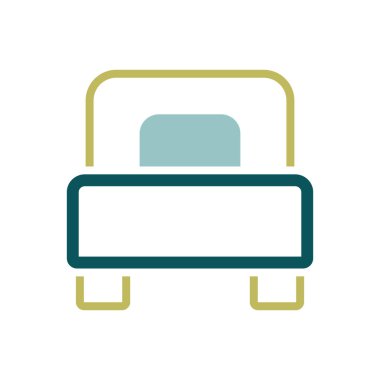 Tek yatak düz vektör izole ikonu. Seyahat ve turizm web sitesi ve uygulama tasarımı, logo, uygulama, UI için grafik sembolü