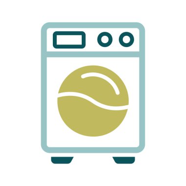 Çamaşır makinesi düz vektör izole ikonu. Ev elektriği web sitesi ve uygulama tasarımı, logo, uygulama, UI için grafik sembolü