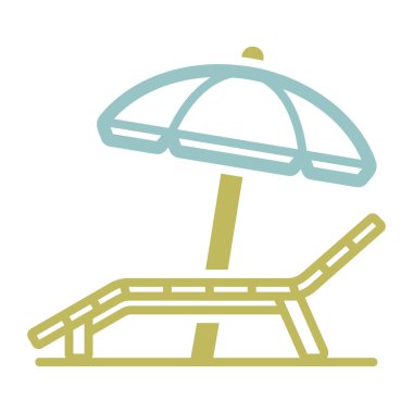 Lounger Beach Sunbed sandalye vektör simgesi. Yaz tabelası. Seyahat ve turizm web sitesi ve uygulama tasarımı, logo, uygulama, UI için grafik sembolü