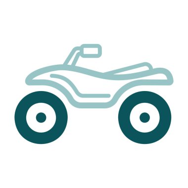 ATV sürücüsü, Dörtlü bisiklet vektörü izole edilmiş simge. Seyahat ve turizm web sitesi ve uygulama tasarımı, logo, uygulama, UI için grafik sembolü