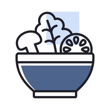 Salata kasesi, domatesli yeşil salata, mantar vektör ikonu. Fitness ve kilo kaybı web sitesi için grafik sembolü ve uygulama tasarımı, logo, uygulama, UI