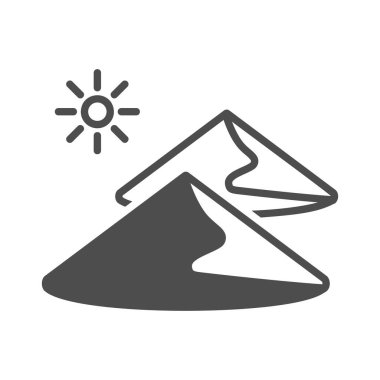 Kum tepeleri vektör ikonu izole edildi. Doğa işareti. Seyahat ve turizm web sitesi ve uygulama tasarımı, logo, uygulama, UI için grafik sembolü