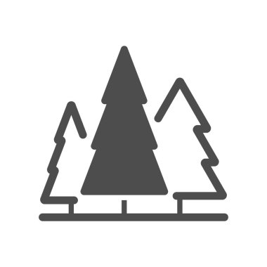 Kozalaklı orman taşıyıcısı ikonu izole etti. Doğa işareti. Seyahat ve turizm web sitesi ve uygulama tasarımı, logo, uygulama, UI için grafik sembolü