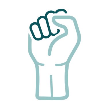 Fist raised up vector isolated icon. Demonstration, manifestation, protest, strike, revolution