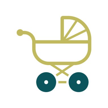 Bebek arabası, taşıyıcı vektörü izole edilmiş ikon. Çocuklar ve yeni doğmuş bebekler için grafik sembolü Web sitesi ve uygulama tasarımı, logo, uygulama, UI