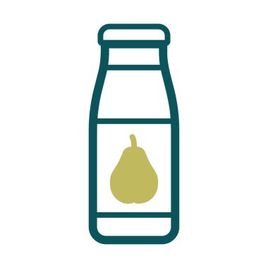 Bir şişe armut suyu ikonu izole edilmiş. Çocuklar ve yeni doğmuş bebekler için grafik sembolü Web sitesi ve uygulama tasarımı, logo, uygulama, UI