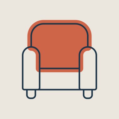 Rahat, yumuşak koltuk vektör simgesi. Mobilya, web sitesi ve uygulama tasarımı için grafik sembolü, logo, uygulama, UI