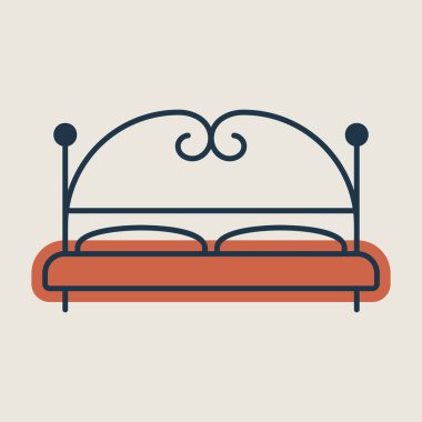 Büyük yatak vektör simgesi. Mobilya, web sitesi ve uygulama tasarımı için grafik sembolü, logo, uygulama, UI