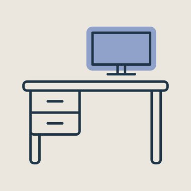 Ofis masa vektör simgesi. Tabela. Mobilya, web sitesi ve uygulama tasarımı için grafik sembolü, logo, uygulama, UI