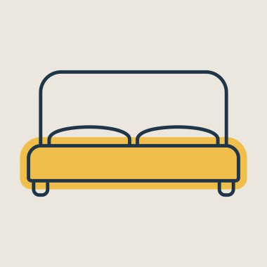 Büyük yatak vektör simgesi. Mobilya, web sitesi ve uygulama tasarımı için grafik sembolü, logo, uygulama, UI