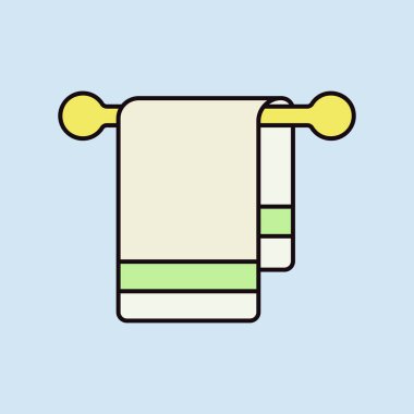 Havlu kanca vektör ikonu izole. Otel tabelası. Seyahat ve turizm web sitesi ve uygulama tasarımı, logo, uygulama, UI için grafik sembolü