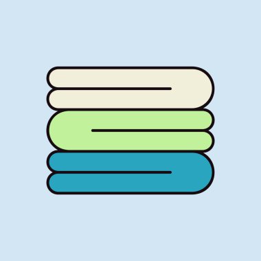 Katlanmış banyo havluları ya da peçete taşıyıcı ikonu. Otel tabelası. Seyahat ve turizm web sitesi ve uygulama tasarımı, logo, uygulama, UI için grafik sembolü