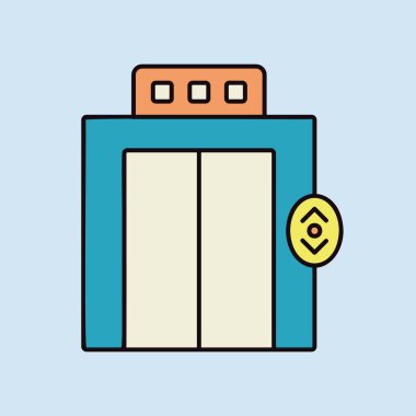 Asansör, izole edilmiş düz vektör simgesini kaldırın. Seyahat ve turizm web sitesi ve uygulama tasarımı, logo, uygulama, UI için grafik sembolü