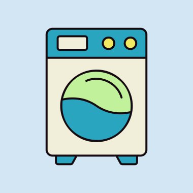 Çamaşır makinesi düz vektör izole ikonu. Ev elektriği web sitesi ve uygulama tasarımı, logo, uygulama, UI için grafik sembolü