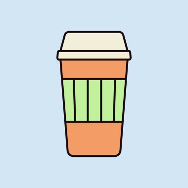 Paket kahve fincanı vektör ikonu. Fast food burcu. Yemek pişirme web sitesi ve uygulama tasarımı, logo, uygulama, UI için grafik sembolü