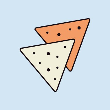 Tortilla cipsi veya nachos tortilla vektör ikonu. Fast food burcu. Yemek pişirme web sitesi ve uygulama tasarımı, logo, uygulama, UI için grafik sembolü