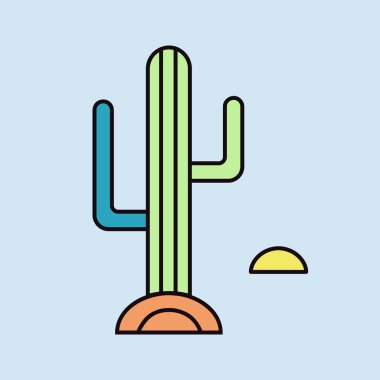 Çöl kaktüsü vektör ikonu izole edildi. Doğa işareti. Seyahat ve turizm web sitesi ve uygulama tasarımı, logo, uygulama, UI için grafik sembolü