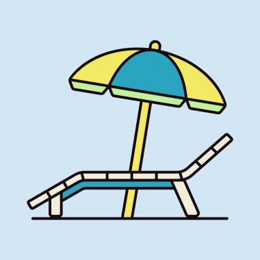 Lounger Beach Sunbed sandalye vektör simgesi. Yaz tabelası. Seyahat ve turizm web sitesi ve uygulama tasarımı, logo, uygulama, UI için grafik sembolü