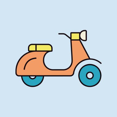 Scooter moped vektör simgesi. Seyahat ve turizm web sitesi ve uygulama tasarımı, logo, uygulama, UI için grafik sembolü
