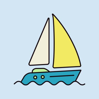 Yelkenli yat vektör simgesi. Seyahat ve turizm web sitesi ve uygulama tasarımı, logo, uygulama, UI için grafik sembolü