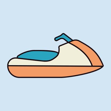 Hızlı su motoru ve tekne, lüks tekne vektör ikonu. Seyahat ve turizm web sitesi ve uygulama tasarımı, logo, uygulama, UI için grafik sembolü