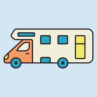 Mobil ev karavan karavan karavan aracı vektör simgesi. Seyahat ve turizm web sitesi ve uygulama tasarımı, logo, uygulama, UI için grafik sembolü