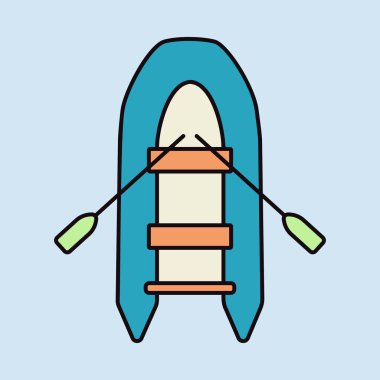 Şişirilebilir lastik bot vektör ikonu. Seyahat ve turizm web sitesi ve uygulama tasarımı, logo, uygulama, UI için grafik sembolü