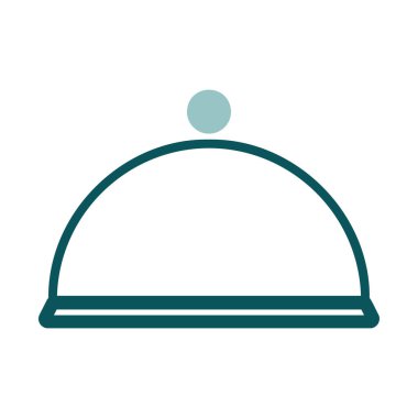 Cloche, yemek tepsisi vektör ikonu. Mutfak aletleri. Yemek pişirme web sitesi tasarımı, logo, uygulama, Ui için grafik sembolü