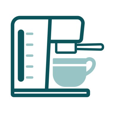 Ev, restoran, kafe ya da ofis için bardak vektör ikonlu kahve makinesi. Elektrikli mutfak aletleri. Yemek pişirme sitesi tasarımı ve logosu için grafik sembolü