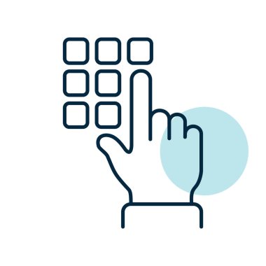 El parmağı şifre simgesine giriyor. Şifre ve kilidi aç. Güvenlik işareti. Web sitenizin tasarımı için grafik sembolü, logo, uygulama, UI