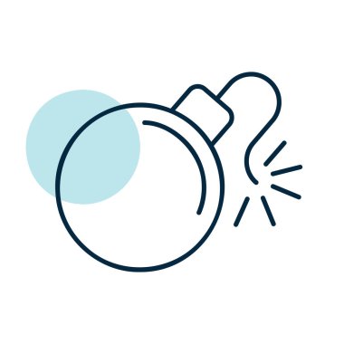 Yanmış fitil vektör ikonlu bomba. Güvenlik işareti. Web sitenizin tasarımı için grafik sembolü, logo, uygulama, UI