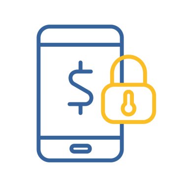 Mobil bankacılık vektör simgesi. Para biriktir. İnternet bankacılığı sembolü. Para güvenliği. Güvenlik işareti. Web sitenizin tasarımı için grafik sembolü, logo, uygulama, UI