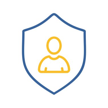 Gizlilik vektör simgesi. Siluet sembollü kalkan. Kişisel koruma işareti. Kimlik doğrulama güvenlik simgesi. Web sitenizin tasarımı için grafik sembolü, logo, uygulama, UI