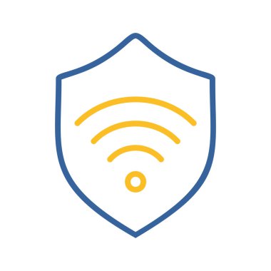 Wi-Fi vektör ikonunu koru. Özel ağ. Kablosuz ağ sembollü kalkan. Güvenlik işareti. Web sitenizin tasarımı için grafik sembolü, logo, uygulama, UI