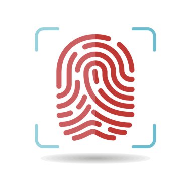 Parmak tarama vektör simgesi. Parmak izi tarama teknolojisi konsepti. Tanımlama sistemi taranıyor. Güvenlik işareti. Web sitenizin tasarımı için grafik sembolü, logo, uygulama, UI