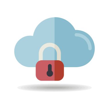 Bulut güvenlik vektör simgesi. Kilit sembollü veri bulutu. Güvenlik işareti. Web sitenizin tasarımı için grafik sembolü, logo, uygulama, UI