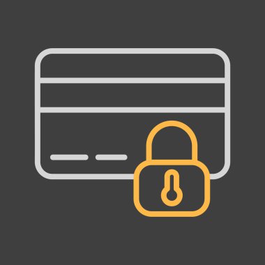 Koyu arkaplan simgesinde kilit vektörü olan kredi kartı. Kilitli banka kartı sembolü. Güvenlik işareti. Web sitenizin tasarımı için grafik sembolü, logo, uygulama, UI