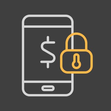 Karanlık arkaplan simgesinde mobil bankacılık vektörü. Para biriktir. İnternet bankacılığı sembolü. Para güvenliği. Güvenlik işareti. Web sitenizin tasarımı için grafik sembolü, logo, uygulama, UI