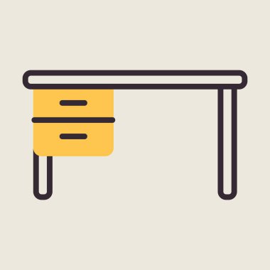 Ofis masa vektör simgesi. Tabela. Mobilya, web sitesi ve uygulama tasarımı için grafik sembolü, logo, uygulama, UI