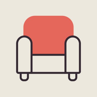 Rahat, yumuşak koltuk vektör simgesi. Mobilya, web sitesi ve uygulama tasarımı için grafik sembolü, logo, uygulama, UI