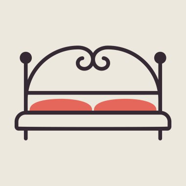 Büyük yatak vektör simgesi. Mobilya, web sitesi ve uygulama tasarımı için grafik sembolü, logo, uygulama, UI