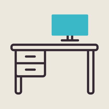 Ofis masa vektör simgesi. Tabela. Mobilya, web sitesi ve uygulama tasarımı için grafik sembolü, logo, uygulama, UI