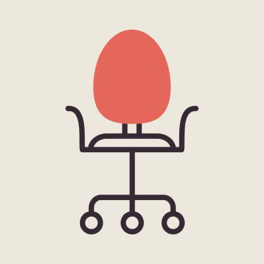 Ayarlanabilir tekerlekli sandalye vektör simgesi. Ofis sandalyesi işareti mobilya, web sitesi ve uygulama tasarımı için grafik sembolü, logo, uygulama, UI
