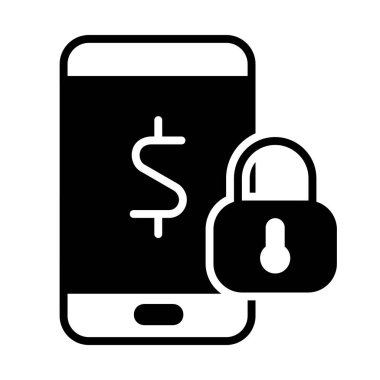 Mobil bankacılık vektör simgesi. Para biriktir. İnternet bankacılığı sembolü. Para güvenliği. Güvenlik işareti. Web sitenizin tasarımı için grafik sembolü, logo, uygulama, UI