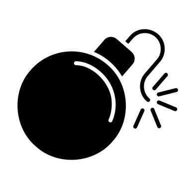 Yanmış fitil vektör ikonlu bomba. Güvenlik işareti. Web sitenizin tasarımı için grafik sembolü, logo, uygulama, UI